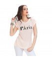 T-shirt Fios Brilhantes Manga Curta PARIS Com Pedras