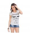 T-Shirt Estampada Letras Com Pedras, Com Zíper Decorativo