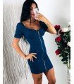 Vestido Jeans Com Zíper Frontal