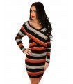 copy of Dress Canale Long Sleeve Stripes Neckline Cross