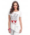 T-shirt Short Sleeve Asymmetrical Shoes With Sequins and Stones