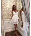 Dress Lace Peplum Cross Back