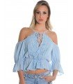 Blusa Chiffon Com Renda