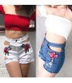 Short Cintura alta Patches Flores