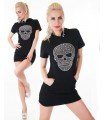 Vestido Sport Manga Corta Calavera con Piedras