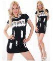 Vestido Manga Corta Letras con Piedras