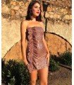 Pleated dress Sequin strapless